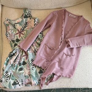 Dot Dot Smile Dress and Sweater set- Mint and Blush